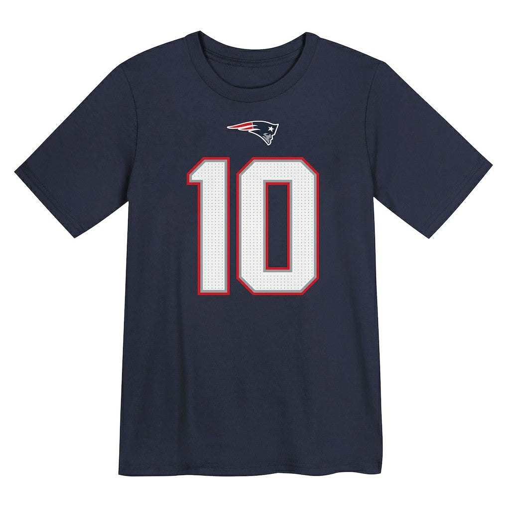 Nike Drake Maye New England Patriots Preschool Player Name & Number T-Shirt Navy