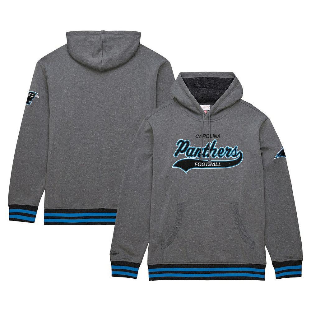 Mitchell & Ness Carolina Panthers Vintage Logo Snow Washed Fleece Pullover Hoodie Heather Gray