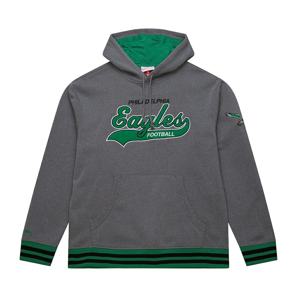 Mitchell & Ness Philadelphia Eagles Vintage Logo Snow Washed Fleece Pullover Hoodie Heather Gray