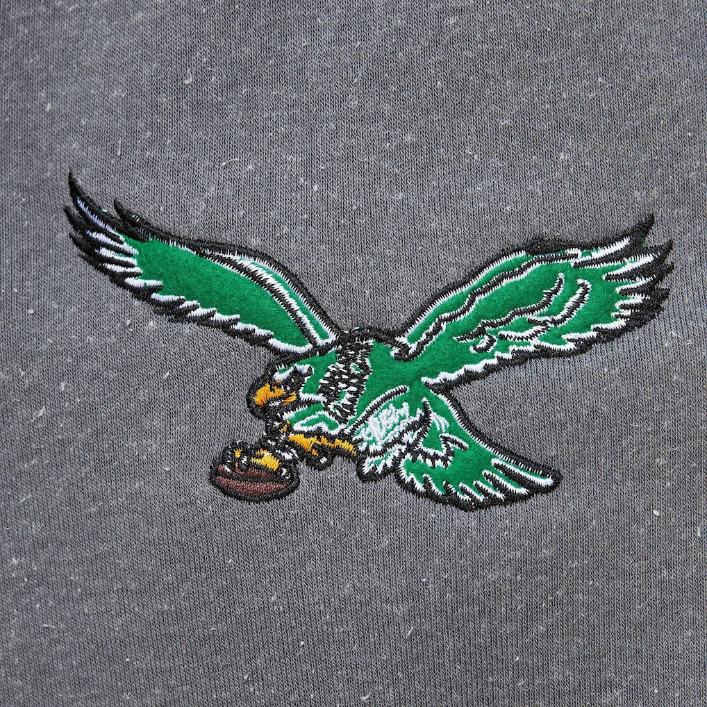 Mitchell & Ness Philadelphia Eagles Vintage Logo Snow Washed Fleece Pullover Hoodie Heather Gray