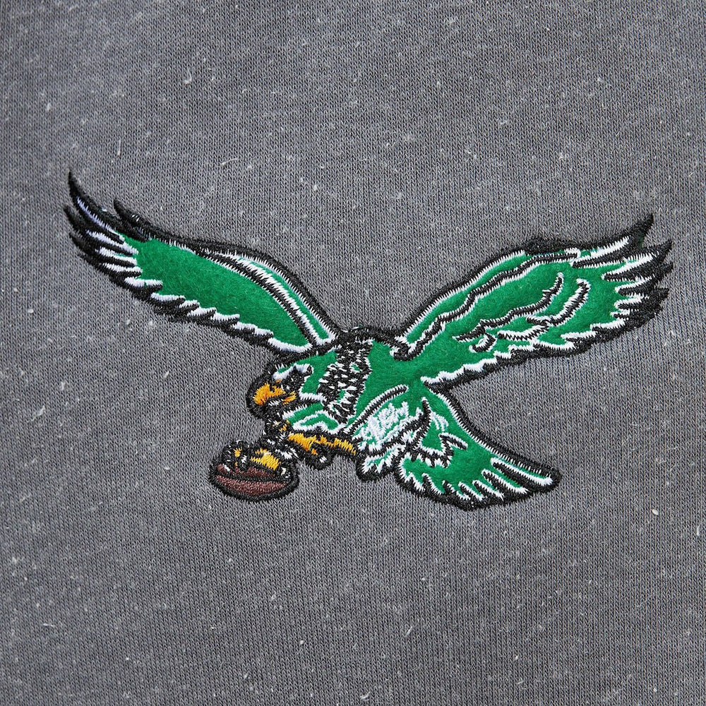 Mitchell & Ness Philadelphia Eagles Vintage Logo Snow Washed Fleece Pullover Hoodie Heather Gray