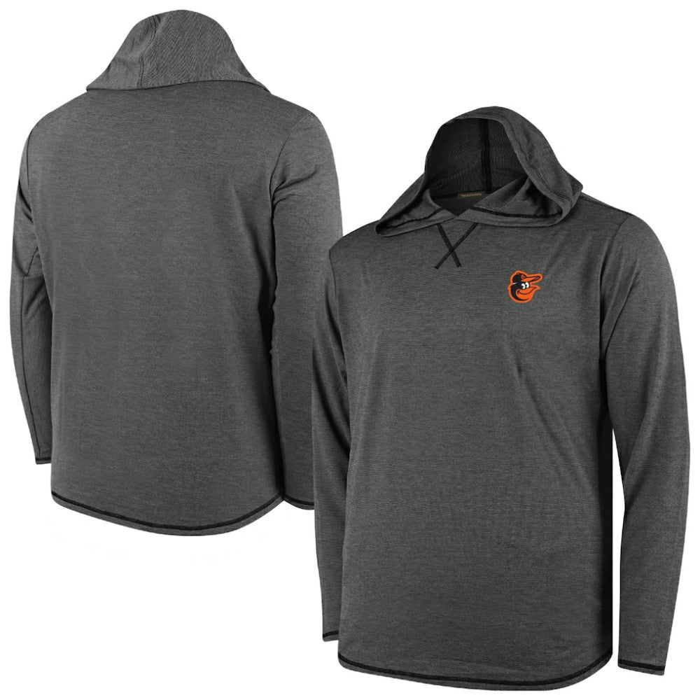 Baltimore Orioles Butter Stripe Tri-Blend Long Sleeve Hoodie T-Shirt - Black - MLB Lifestyle