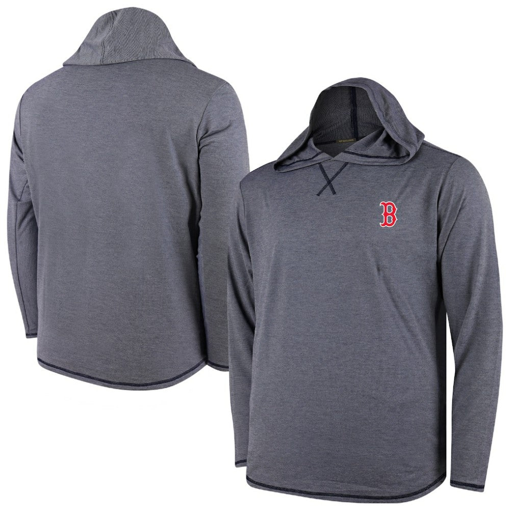Boston Red Sox Butter Stripe Tri-Blend Long Sleeve Hoodie T-Shirt - Navy - MLB Discount