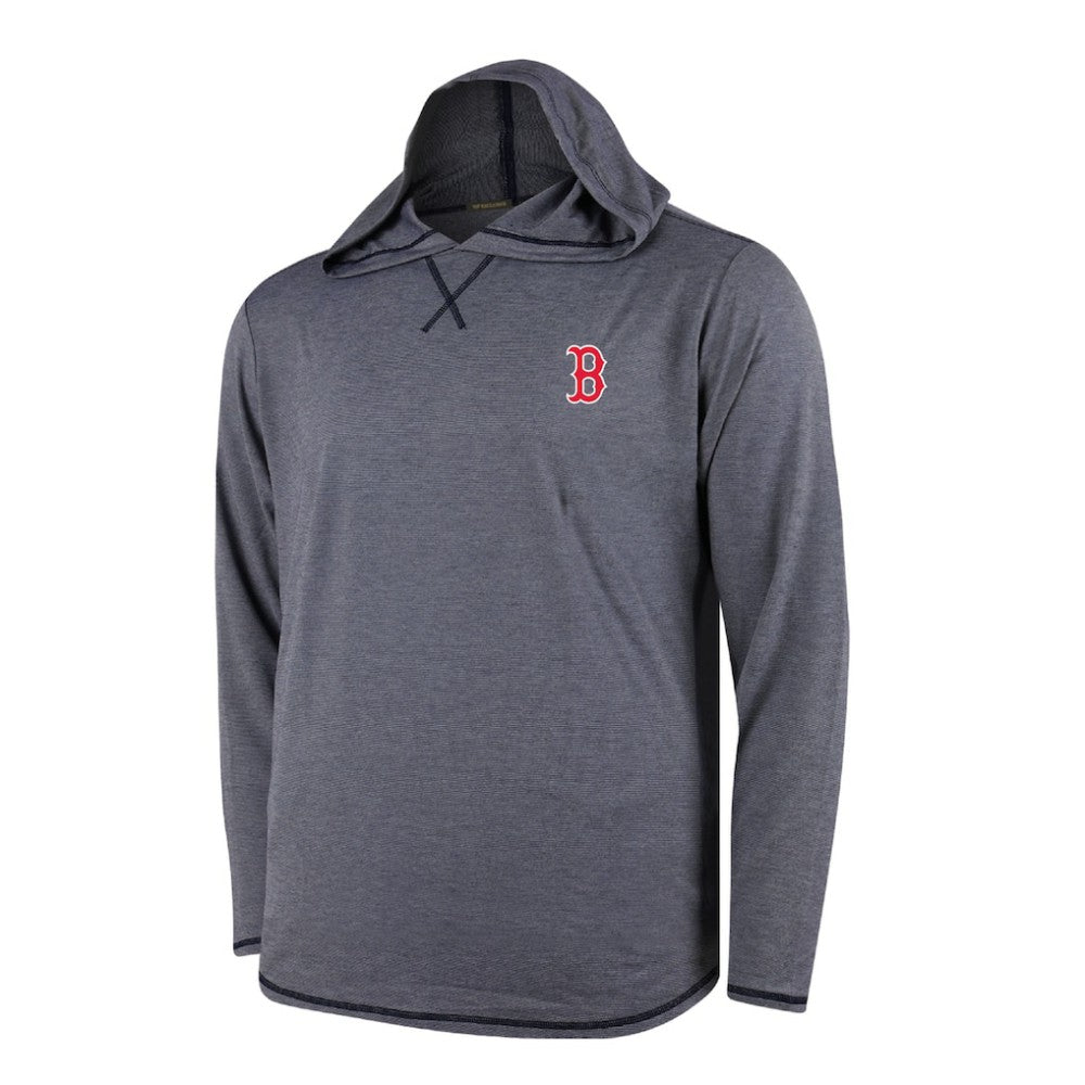 Boston Red Sox Butter Stripe Tri-Blend Long Sleeve Hoodie T-Shirt - Navy - MLB Discount