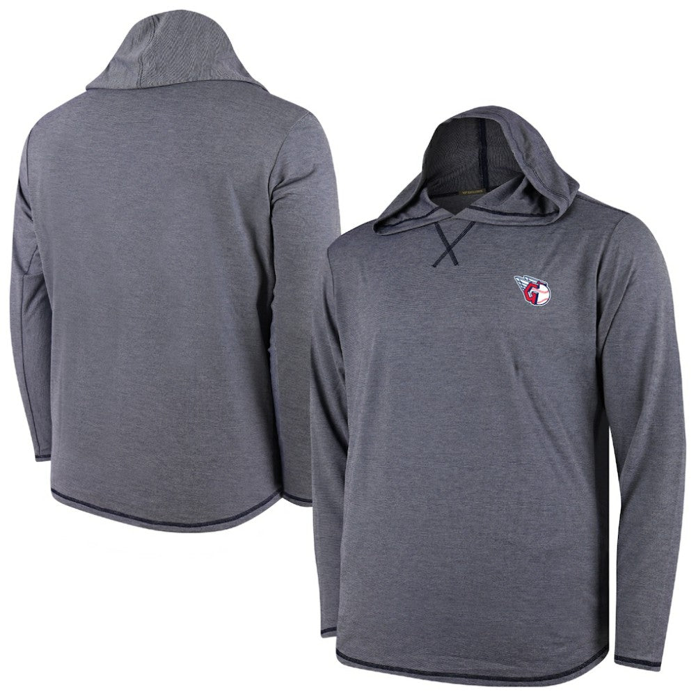 Cleveland Guardians Butter Stripe Tri-Blend Long Sleeve Hoodie T-Shirt - Navy - MLB Sale