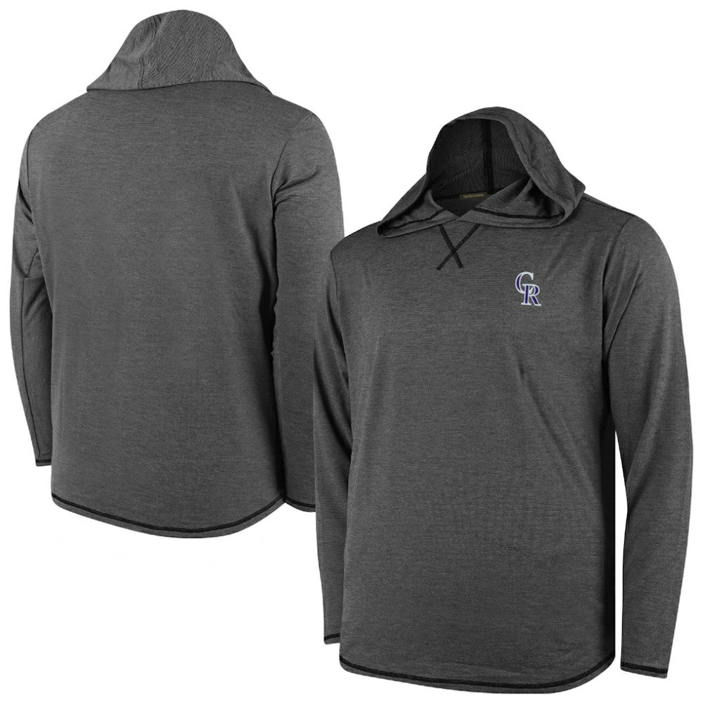 Colorado Rockies Butter Stripe Tri-Blend Long Sleeve Hoodie T-Shirt - Black - MLB Discount