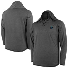 Miami Marlins Butter Stripe Tri-Blend Long Sleeve Hoodie T-Shirt - Black - MLB Lifestyle