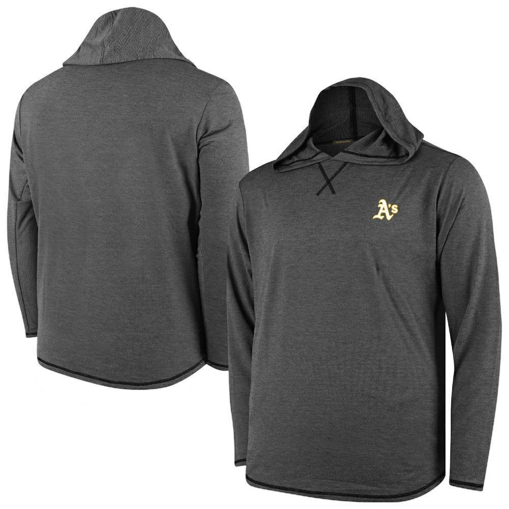 Athletics Butter Stripe Tri-Blend Long Sleeve Hoodie T-Shirt - Black - MLB Discount