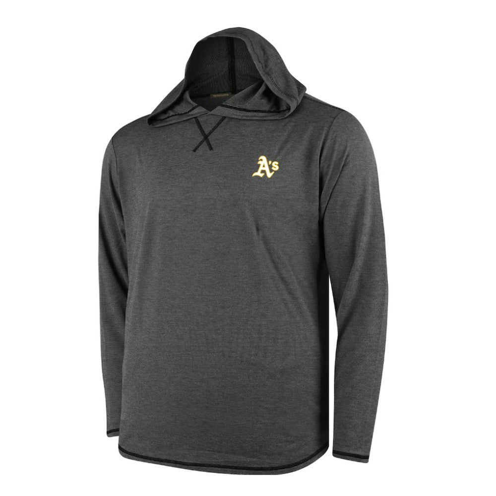 Athletics Butter Stripe Tri-Blend Long Sleeve Hoodie T-Shirt - Black - MLB Discount
