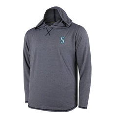 Seattle Mariners Butter Stripe Tri-Blend Long Sleeve Hoodie T-Shirt - Navy - MLB Discount