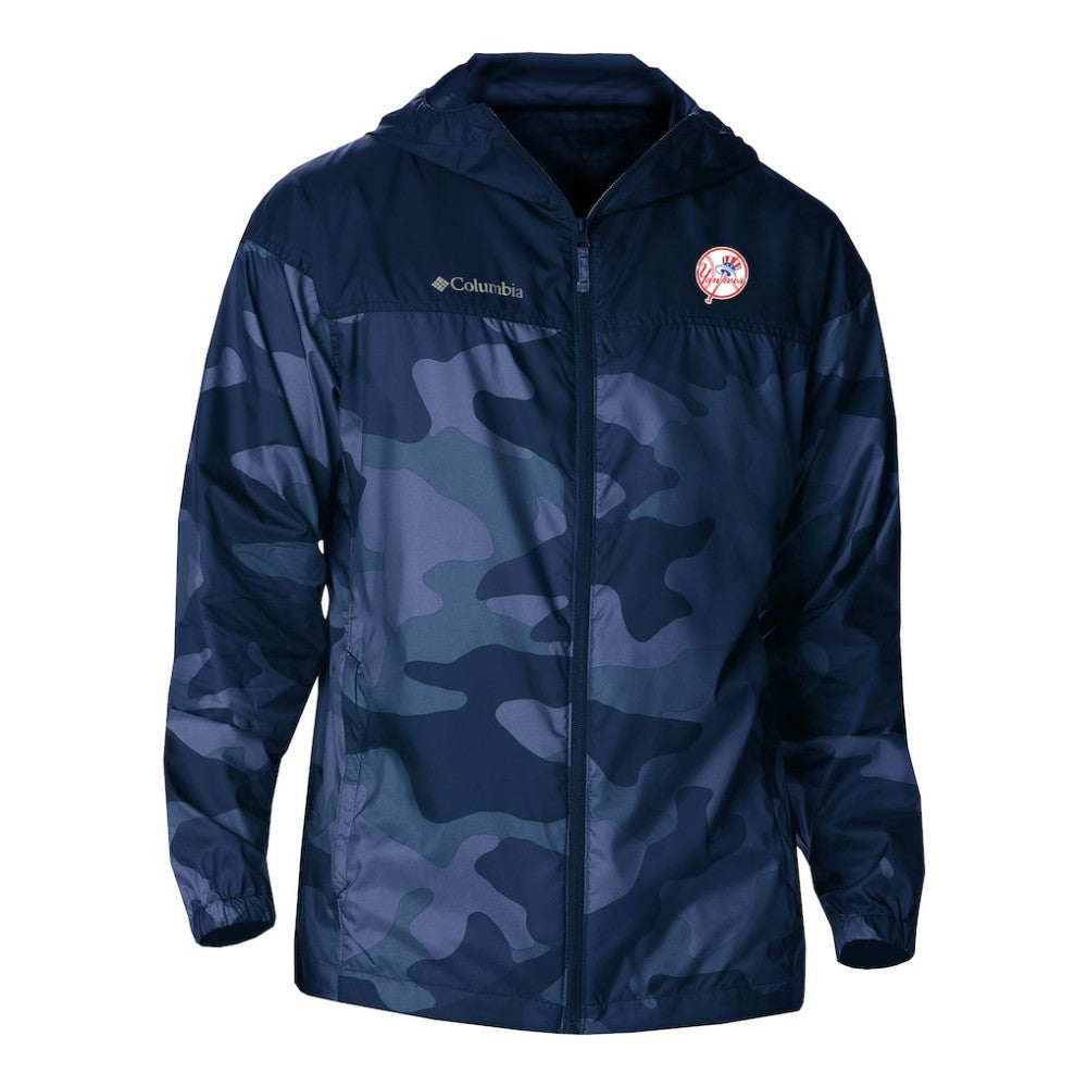 New York Yankees Columbia Camo Flash Challenger Full-Zip Windbreaker Jacket - Navy - Columbia Online