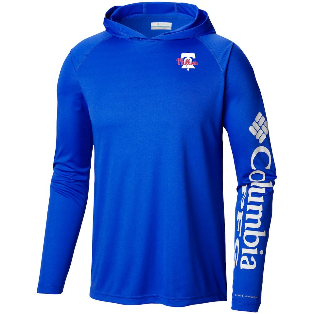 Philadelphia Phillies Columbia Omni-Wick Terminal Tackle Raglan Long Sleeve Hoodie T-Shirt - Royal - Columbia Discount