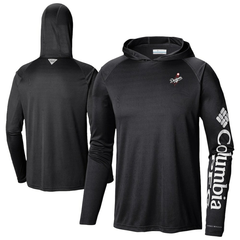 Los Angeles Dodgers Columbia Omni-Wick Terminal Tackle Raglan Long Sleeve Hoodie T-Shirt - Black - Columbia Discount