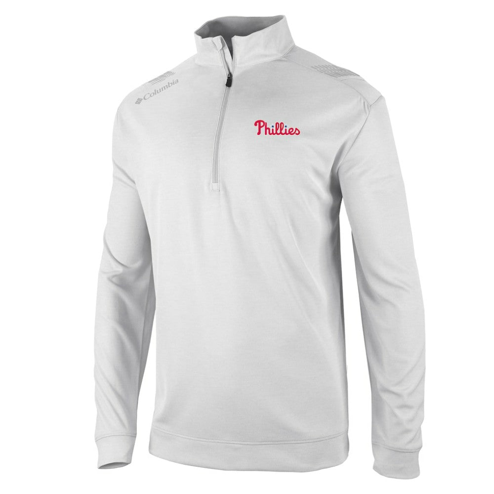 Philadelphia Phillies Columbia Oakland Downs Omni-Wick Quarter-Zip Top - White - Columbia on Sale
