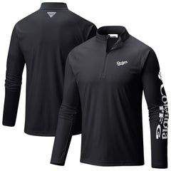 Los Angeles Dodgers Columbia Terminal Tackle Raglan Omni-Shade Quarter-Zip Pullover Top - Black - Columbia Sale