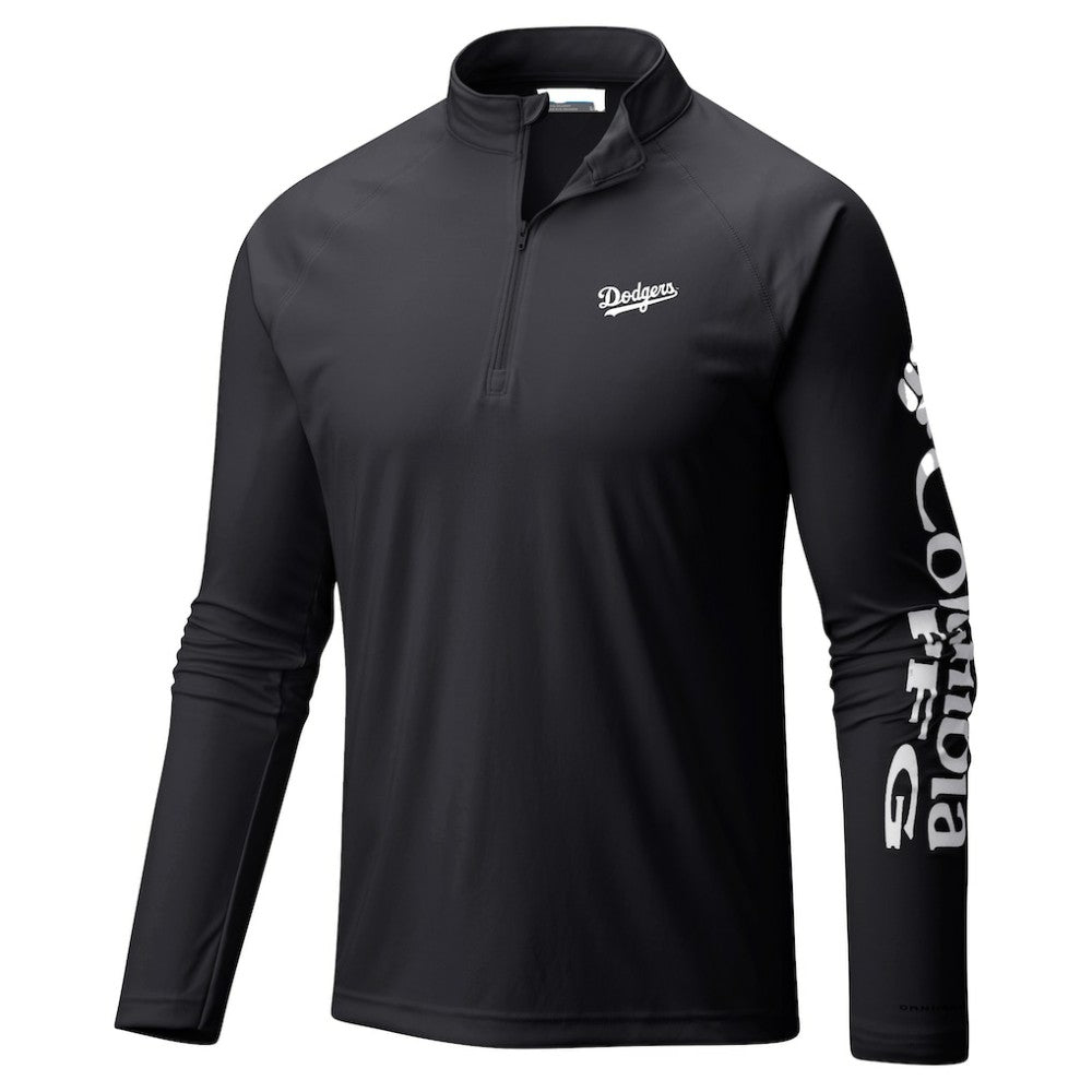 Los Angeles Dodgers Columbia Terminal Tackle Raglan Omni-Shade Quarter-Zip Pullover Top - Black - Columbia Sale