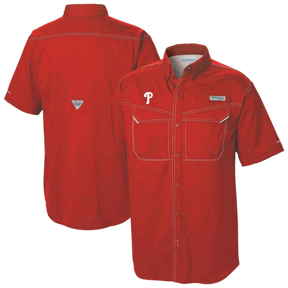 Philadelphia Phillies Columbia Omni-Wick Low Drag Offshore Button-Up Shirt - Red - Columbia Online