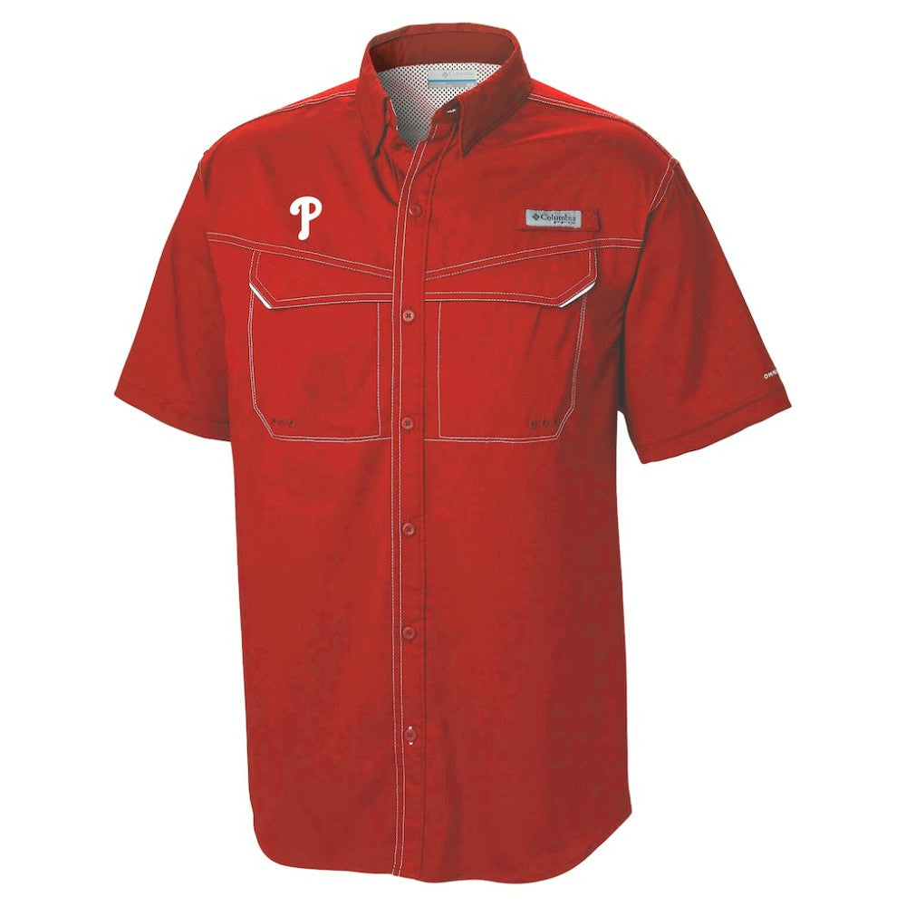 Philadelphia Phillies Columbia Omni-Wick Low Drag Offshore Button-Up Shirt - Red - Columbia Online