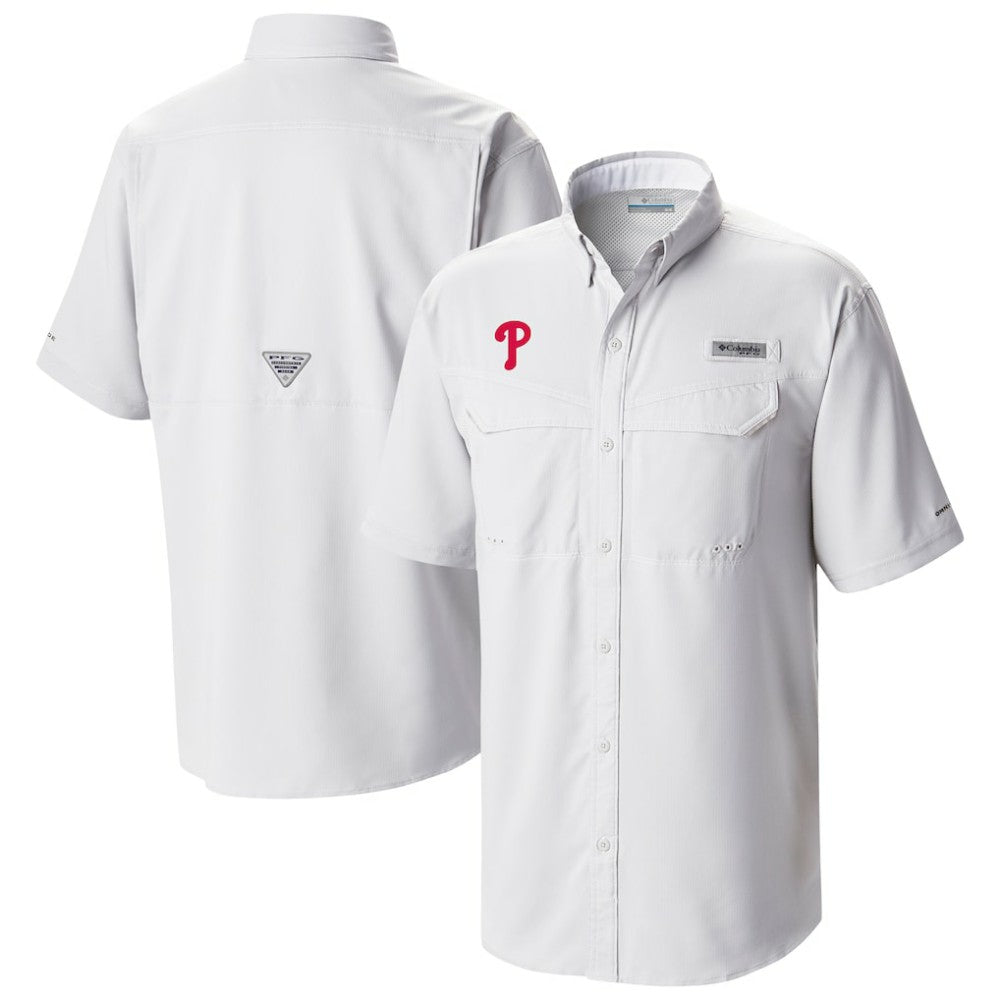 Philadelphia Phillies Columbia Omni-Wick Low Drag Offshore Button-Up Shirt - White - Columbia Sale