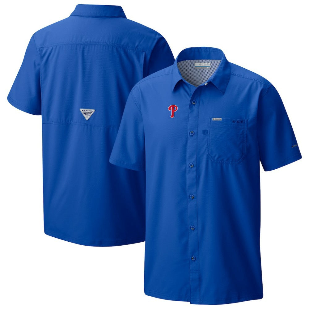 Philadelphia Phillies Columbia Slack Tide Omni-Wick Button-Up Camp Shirt - Royal - Columbia Discount