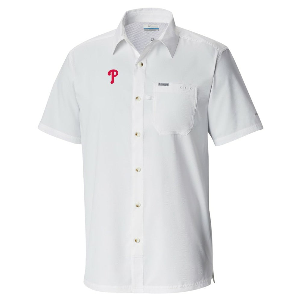 Philadelphia Phillies Columbia Slack Tide Omni-Wick Button-Up Camp Shirt - White - Columbia Discount