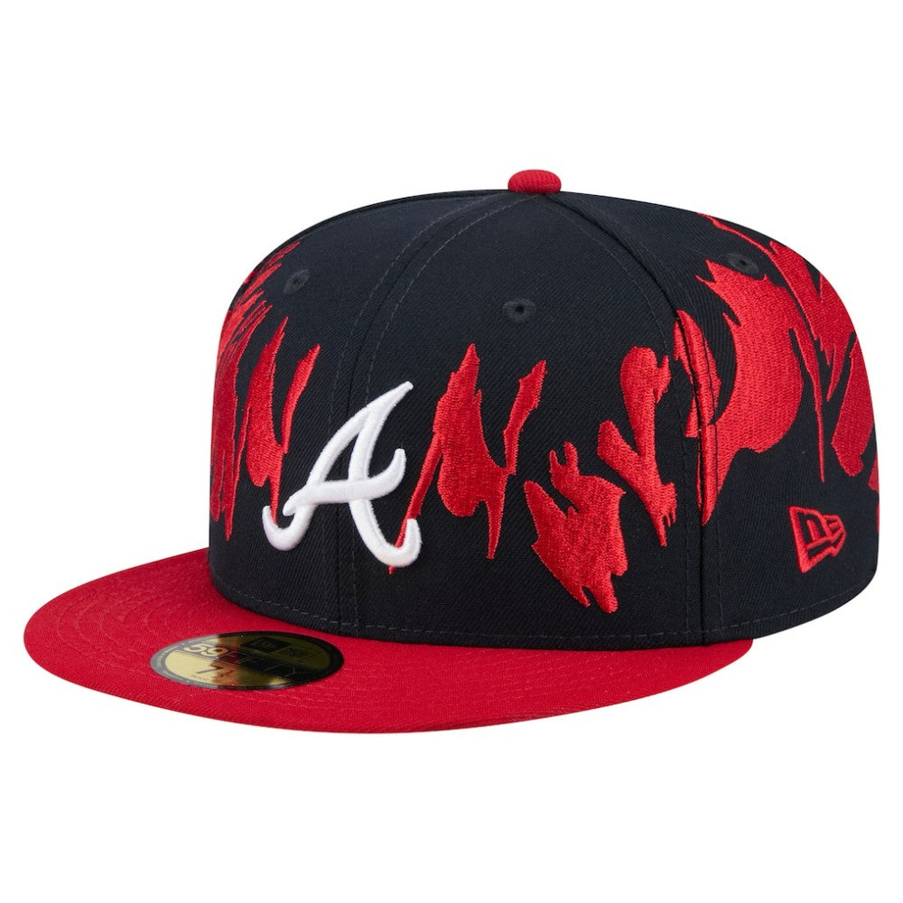 Atlanta Braves New Era Retro Pattern 59FIFTY Fitted Hat - Navy/Red - New Era Sale