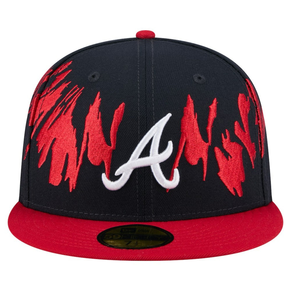 Atlanta Braves New Era Retro Pattern 59FIFTY Fitted Hat - Navy/Red - New Era Sale