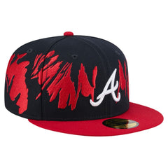 Atlanta Braves New Era Retro Pattern 59FIFTY Fitted Hat - Navy/Red - New Era Sale