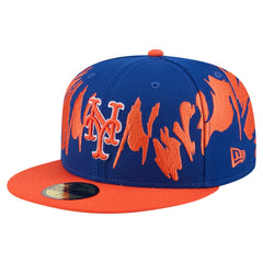New York Mets New Era Retro Pattern 59FIFTY Fitted Hat - Royal/Orange - New Era on Sale