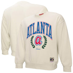 Atlanta Braves Mitchell & Ness Women's Cooperstown Collection Laurel Pullover Sweatshirt - Cream - Mitchell & Ness Discount