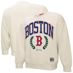 Boston Red Sox Mitchell & Ness Women's Cooperstown Collection Laurel Pullover Sweatshirt - Cream - Mitchell & Ness Discount