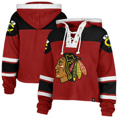 Chicago Blackhawks '47 Women's Cropped Superior Lacer Pullover Hoodie - Red - NHL 202318475