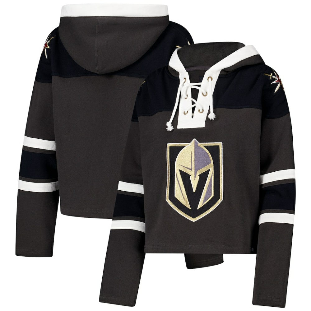 Vegas Golden Knights '47 Women's Cropped Superior Lacer Pullover Hoodie - Charcoal - NHL 202318478
