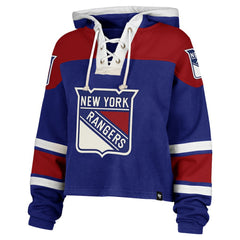New York Rangers '47 Women's Cropped Superior Lacer Pullover Hoodie - Blue - NHL 202318480