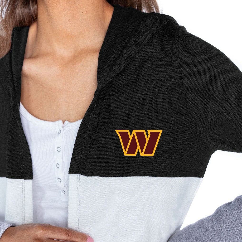 Washington Commanders Gameday Couture Women's Tri-Blend Color Block Lightweight Cardigan Hoodie Black