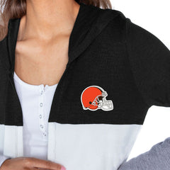Cleveland Browns Gameday Couture Women's Tri-Blend Color Block Lightweight Cardigan Hoodie Black