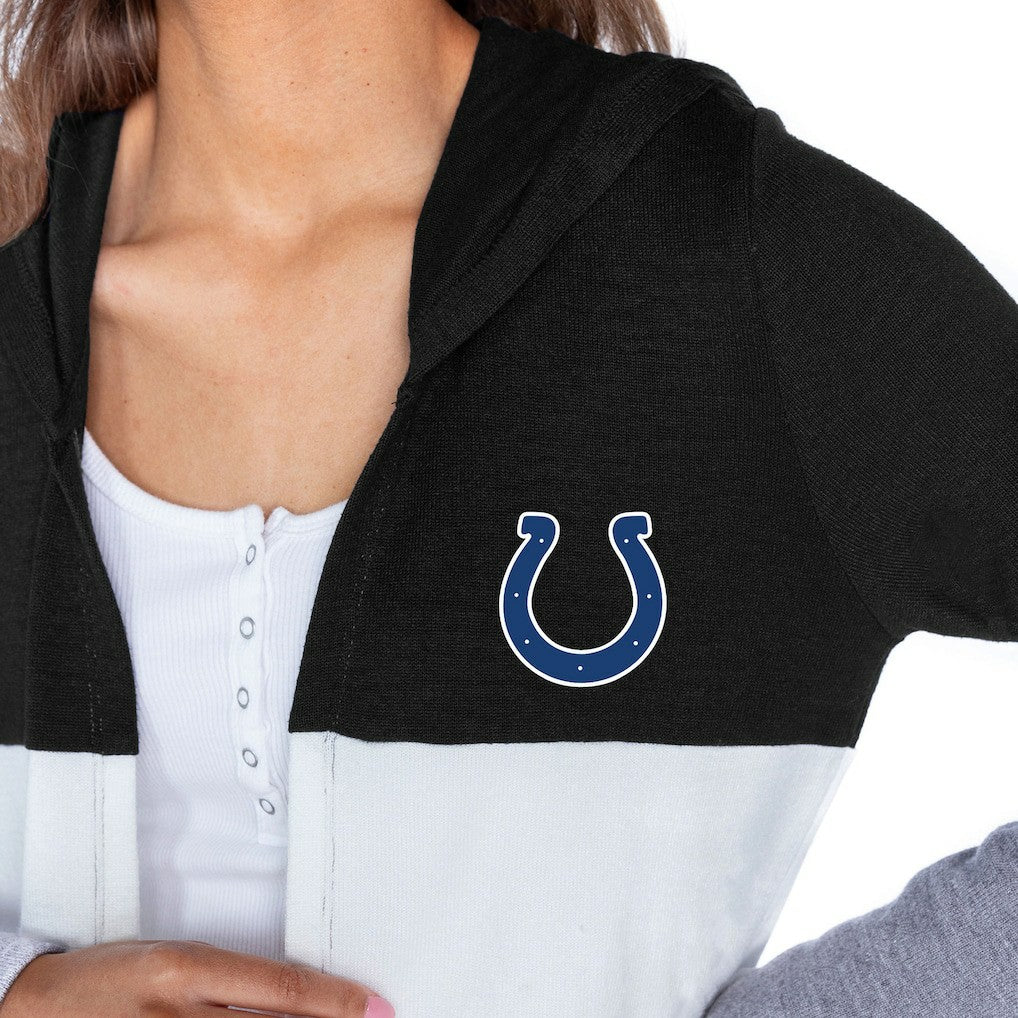 Indianapolis Colts Gameday Couture Women's Tri-Blend Color Block Lightweight Cardigan Hoodie Black