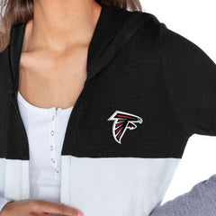 Atlanta Falcons Gameday Couture Women's Tri-Blend Color Block Lightweight Cardigan Hoodie Black