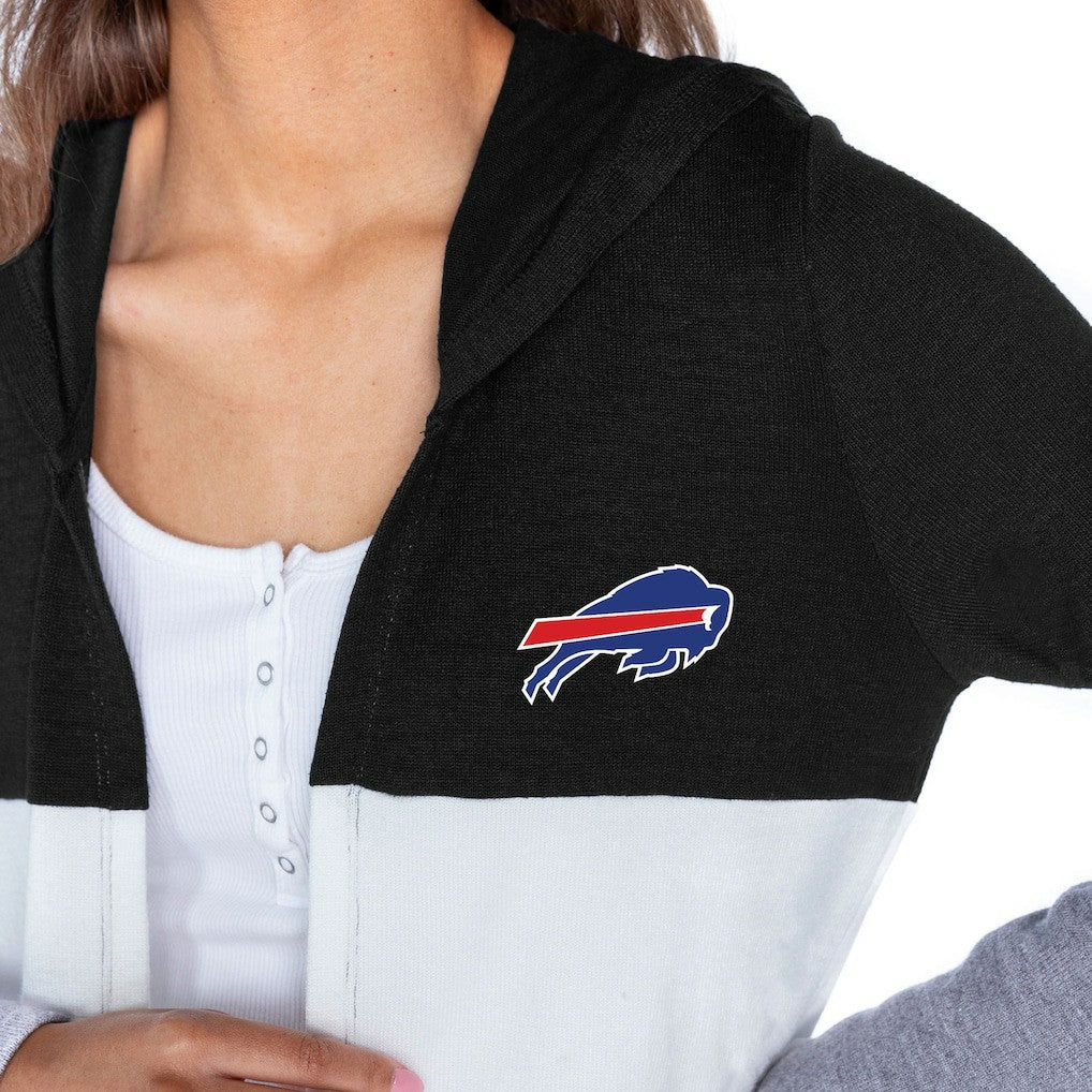 Buffalo Bills Gameday Couture Women's Tri-Blend Color Block Lightweight Cardigan Hoodie Black