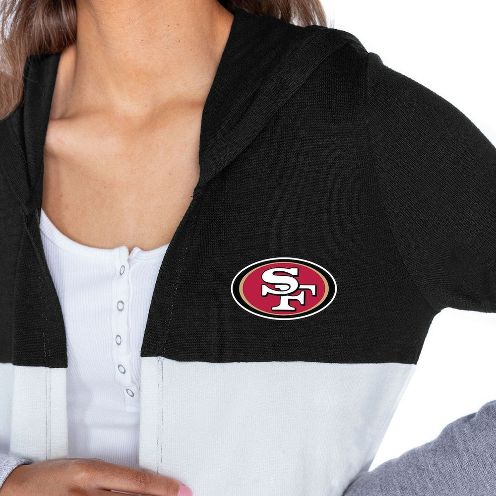 San Francisco 49ers Gameday Couture Women's Tri-Blend Color Block Lightweight Cardigan Hoodie Black