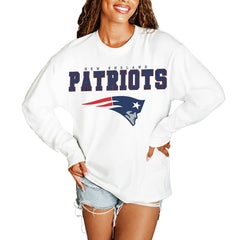 New England Patriots Gameday Couture Women's Big Goals Oversized Long Sleeve T-Shirt White