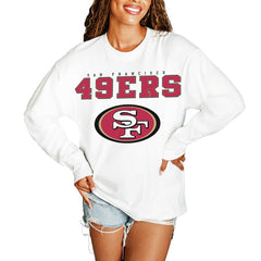 San Francisco 49ers Gameday Couture Women's Big Goals Oversized Long Sleeve T-Shirt White