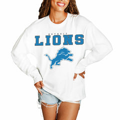 Detroit Lions Gameday Couture Women's Big Goals Oversized Long Sleeve T-Shirt White
