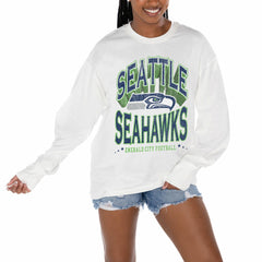 Seattle Seahawks Gameday Couture Women's Time Out Oversized Long Sleeve T-Shirt White