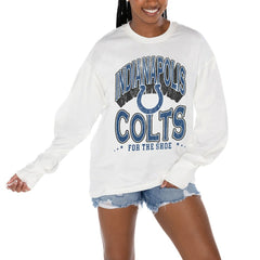 Indianapolis Colts Gameday Couture Women's Time Out Oversized Long Sleeve T-Shirt White