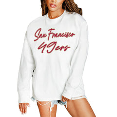 San Francisco 49ers Gameday Couture Women's Classic Comeback Oversized Long Sleeve T-Shirt White