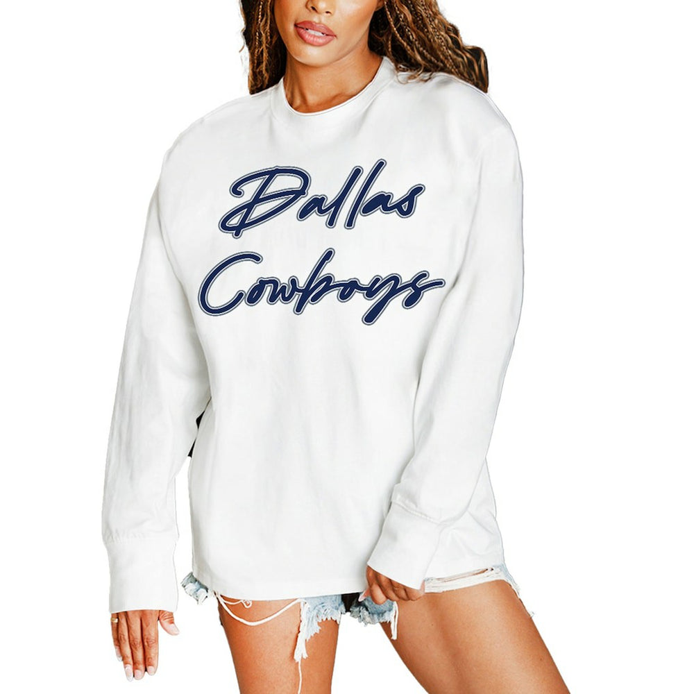 Dallas Cowboys Gameday Couture Women's Classic Comeback Oversized Long Sleeve T-Shirt White