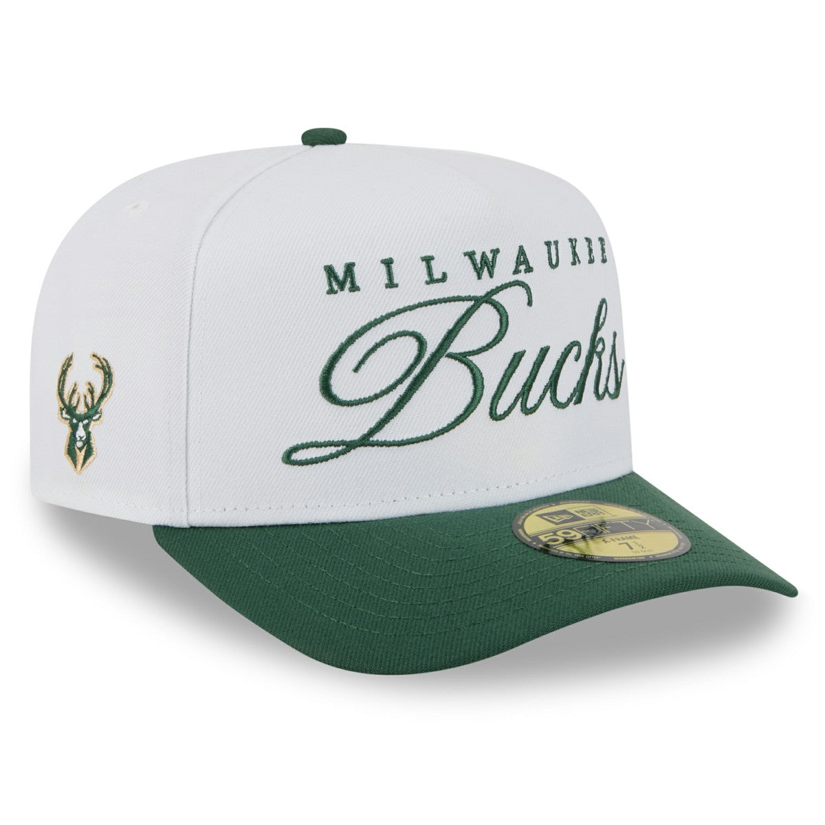 Milwaukee Bucks 2025 NBA Draft A-Frame 59FIFTY Fitted Hat White/Hunter Green | New Era discount