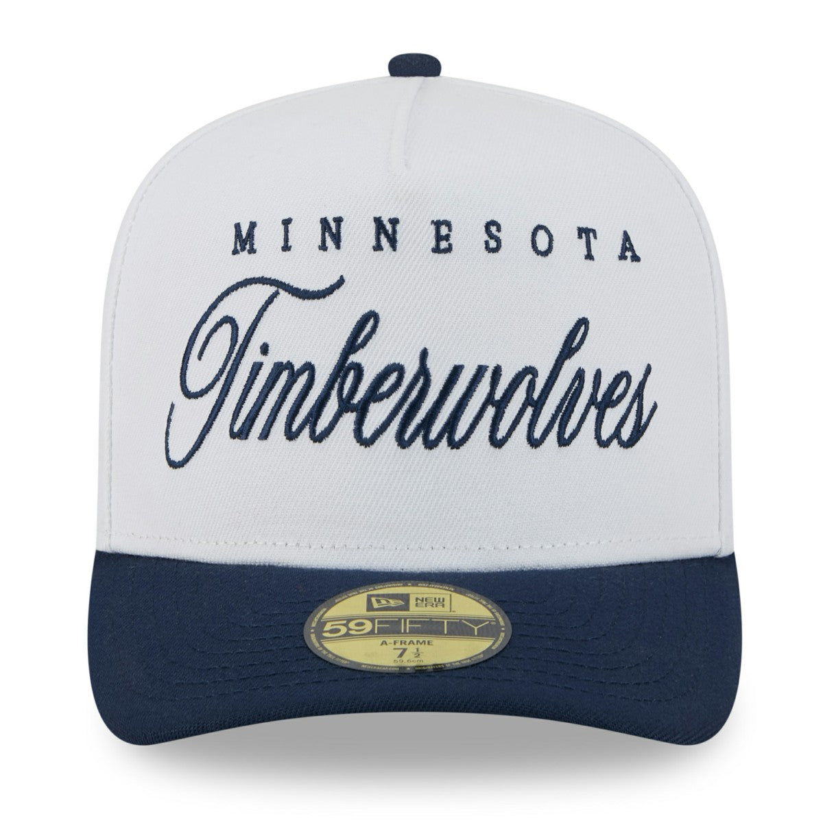 Minnesota Timberwolves 2025 NBA Draft A-Frame 59FIFTY Fitted Hat White/Navy | New Era US