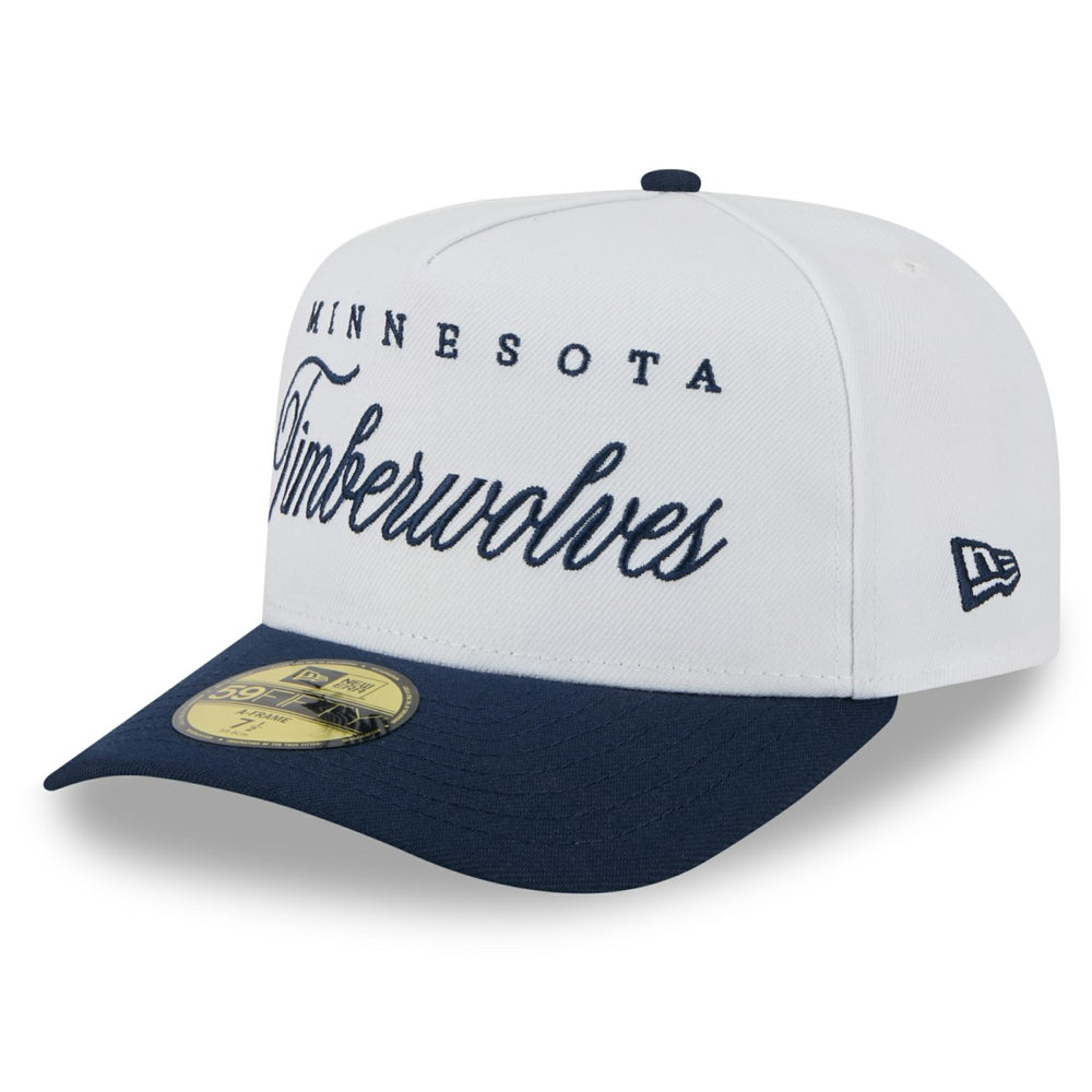 Minnesota Timberwolves 2025 NBA Draft A-Frame 59FIFTY Fitted Hat White/Navy | New Era US